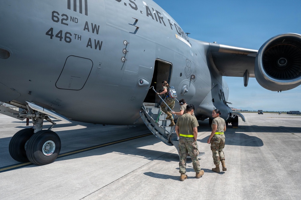 161st Air Refueling Wing Air Transportation Specialists Support Cargo Loading Mission at Aviano Air Base