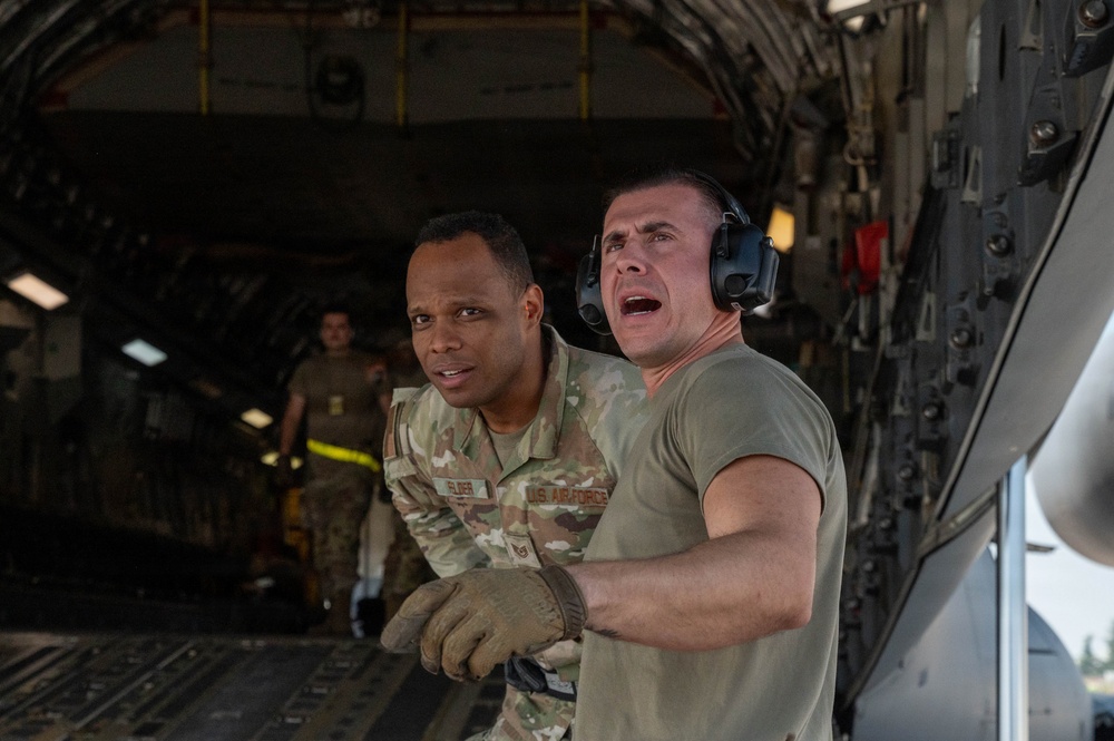 161st Air Refueling Wing Air Transportation Specialists Support Cargo Loading Mission at Aviano Air Base