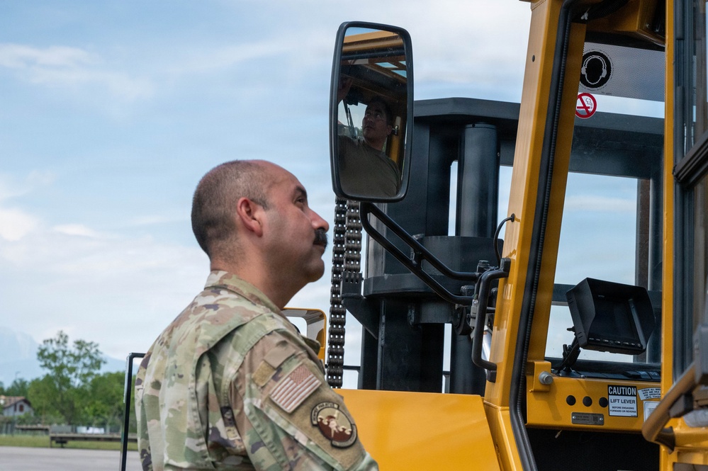 161st Air Refueling Wing Ground Transportation Trains on Forklift at Aviano Air Base