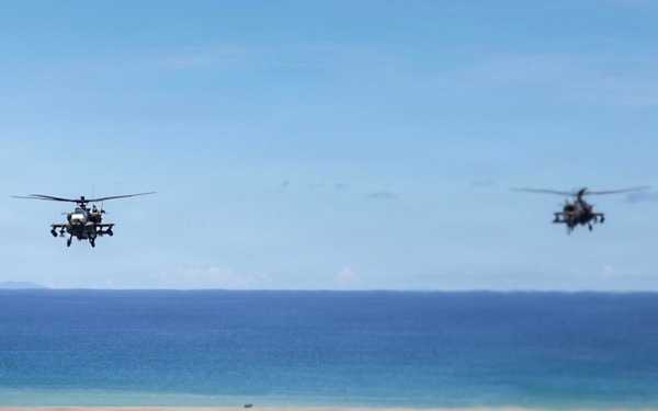 Salaknib 2026: Task Force Saber Conducts a Apache Training Flight Along Coastline