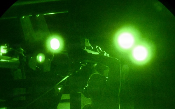 Air transportation specialists unload cargo within the U.S. Central Command area of responsibility
