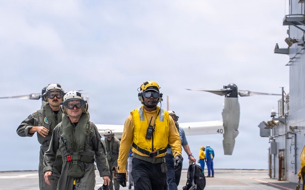 Vice Adm. Doug Perry, commander, U.S. 2nd Fleet, embarks aboard the FS Dixmude
