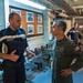 Vice Adm. Doug Perry, commander, U.S. 2nd Fleet, speaks with French navy Capt. Jocelyn Delrieu