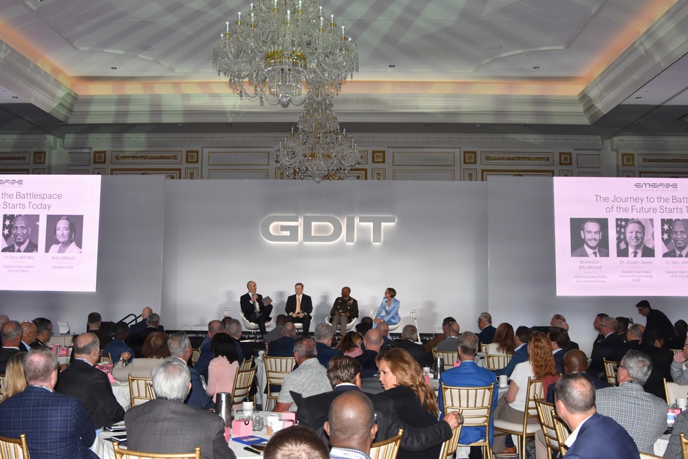 Army Deputy Chief of Staff, G-6, Lt. Gen. Jeth Rey, participates in panel discussion at General Dynamics Information Technology Battlespace of the Future Summit.