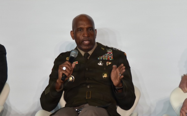 Army Deputy Chief of Staff, G-6, Lt. Gen. Jeth Rey, participates in panel discussion at General Dynamics Information Technology Battlespace of the Future Summit.