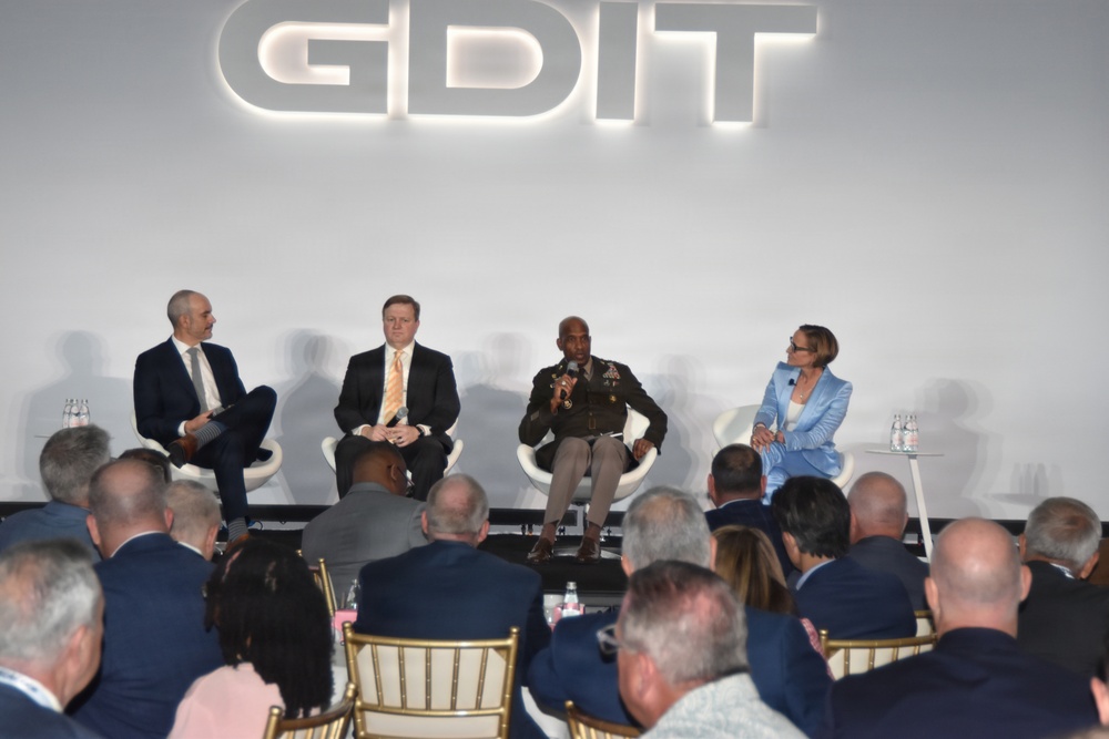 Army Deputy Chief of Staff, G-6, Lt. Gen. Jeth Rey, participates in panel discussion at General Dynamics Information Technology Battlespace of the Future Summit.