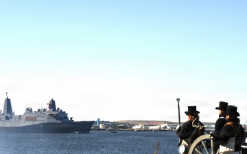 USS Arlington receives cannon salute
