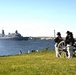 USS Arlington receives cannon salute