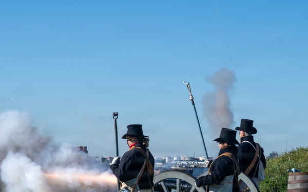USS Arlington receives cannon salute