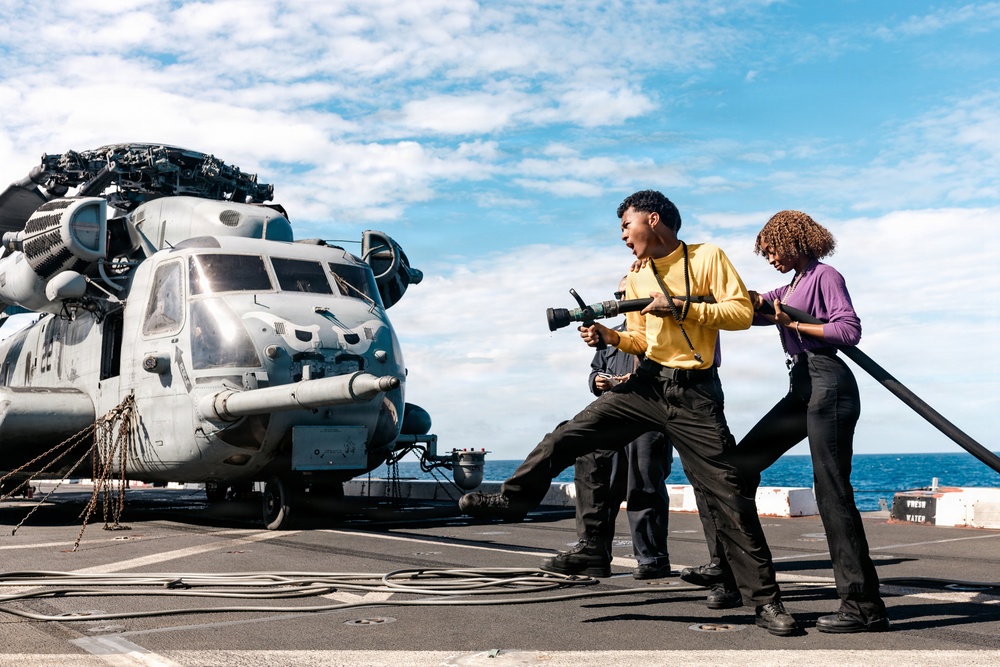 11th MEU Sailors Conduct Firefighting Training Aboard USS Portland