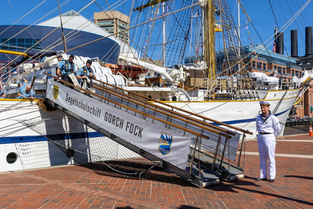 German navy training vessel Gorch Fock arrives at SAIL250 Maryland &amp; Airshow Baltimore