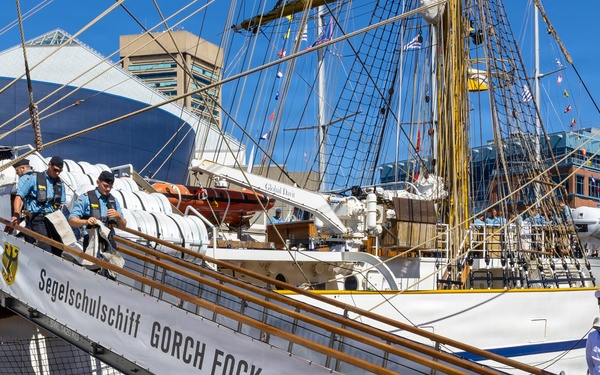 German navy training vessel Gorch Fock arrives at SAIL250 Maryland &amp; Airshow Baltimore