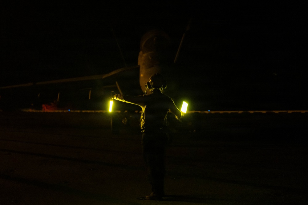 George H.W. Bush Conducts Night Flight Ops