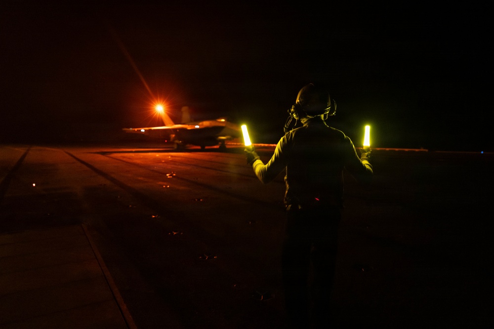 George H.W. Bush Conducts Night Flight Ops