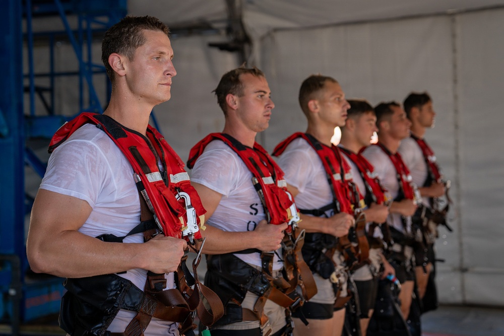 Aviation Survival Technician ‘A’ School students conduct training