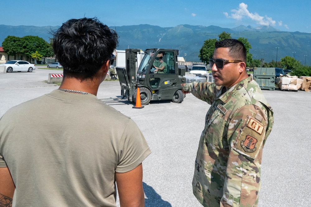 161st Logistics Readiness Squadron Ground Transportation Specialist Conducts Forklift Training at Aviano Air Base