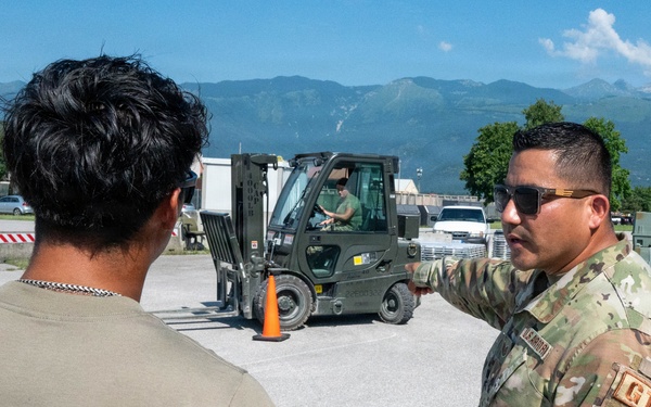 161st Logistics Readiness Squadron Ground Transportation Specialist Conducts Forklift Training at Aviano Air Base