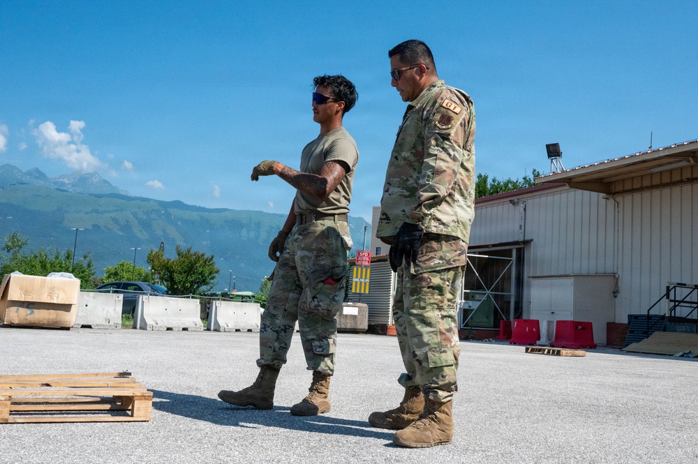 161st Logistics Readiness Squadron Ground Transportation Specialist Conducts Forklift Training at Aviano Air Base