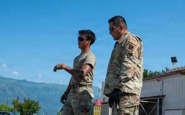161st Logistics Readiness Squadron Ground Transportation Specialist Conducts Forklift Training at Aviano Air Base