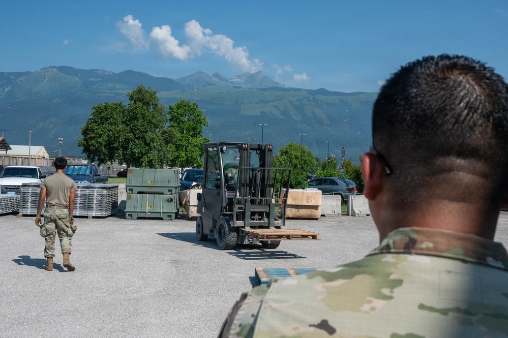 161st Logistics Readiness Squadron Ground Transportation Specialist Conducts Forklift Training at Aviano Air Base