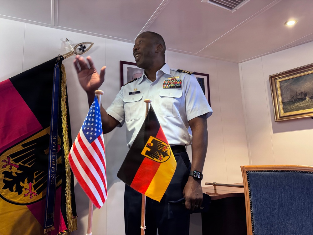 U.S. Coast Guard Sector Maryland-National Capital Region Commander Visits German Navy's Gorch Fock at Sail250 Maryland