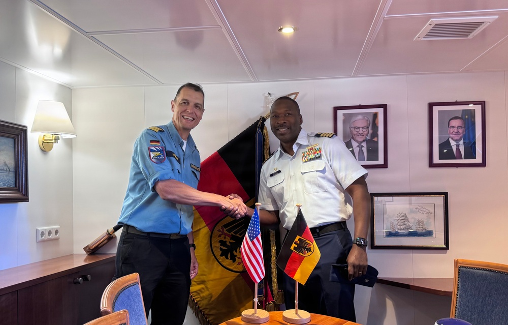 U.S. Coast Guard Sector Maryland-National Capital Region Commander Visits German Navy's Gorch Fock at Sail250 Maryland