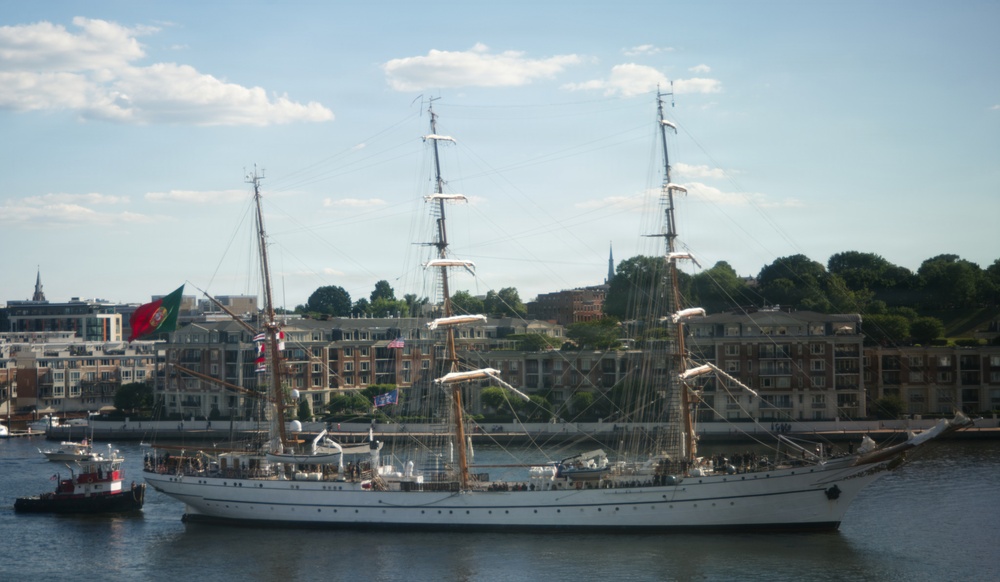 NPR Sagres arrives in the Baltimore Harbor for Sail250 Maryland and Air Show Maryland