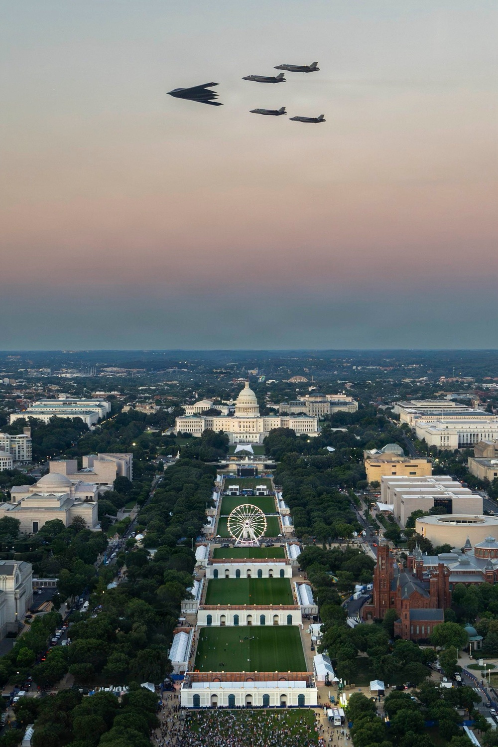 B-2 Spirit leads Freedom 250 flyover over the National Mall