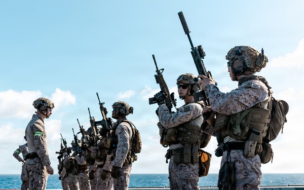 11th MEU Marines Conduct Marksmanship Training Aboard USS Portland