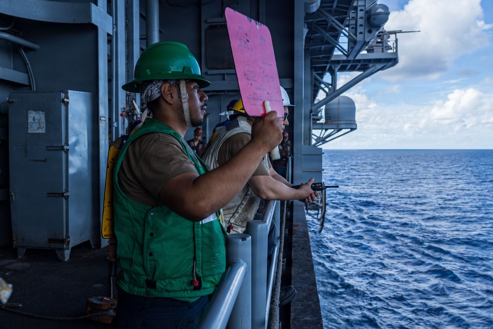 U.S. Sailors Assigned To Boxer Conduct A Replenishment-at-Sea Aboard USS Boxer