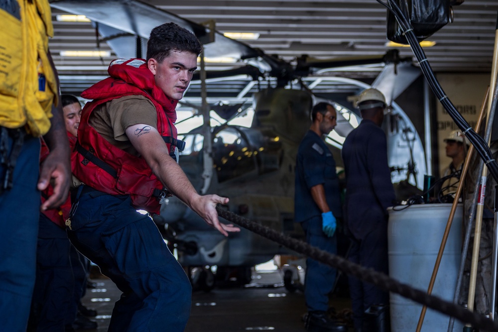 U.S. Sailors Assigned To Boxer Conduct A Replenishment-at-Sea Aboard USS Boxer