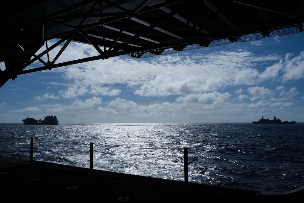 USS Boxer, USS Portland, USS John L. Canley Sail in Formation