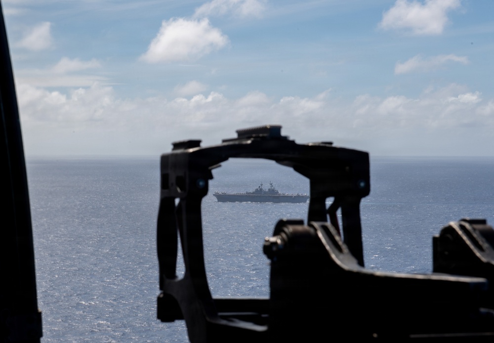 USS Boxer, USS Portland, USNS John L. Canley and USNS Pililaau sail in formation