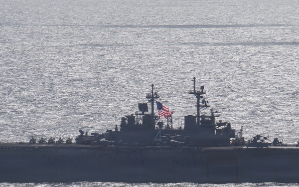 USS Boxer, USS Portland, USNS John L. Canley and USNS Pililaau sail in formation