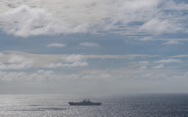 USS Boxer, USS Portland, USNS John L. Canley and USNS Pililaau sail in formation