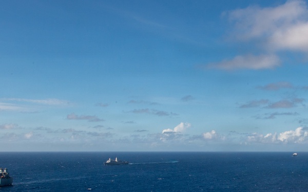 USS Boxer, USS Portland, USNS John L. Canley and USNS Pililaau sail in formation