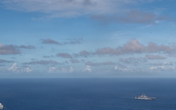 USS Boxer, USS Portland, USNS John L. Canley and USNS Pililaau sail in formation