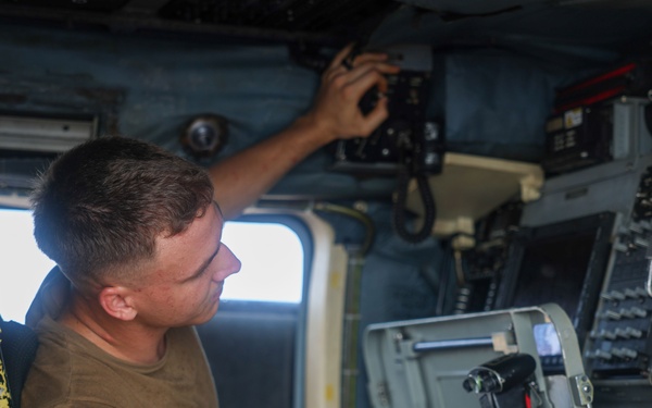 John Finn Conducts Pre-flight Inspections