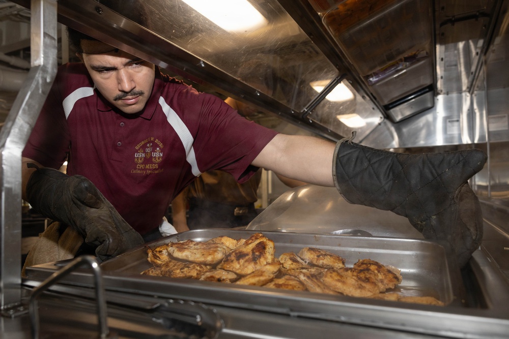 George H.W. Bush Conducts Food Service