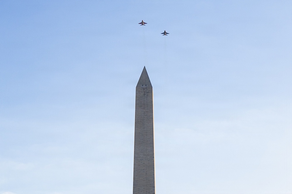 U.S. Air Force F-16 Fighting Falcons fly over A Kick-off Celebration for the Great American State Fair
