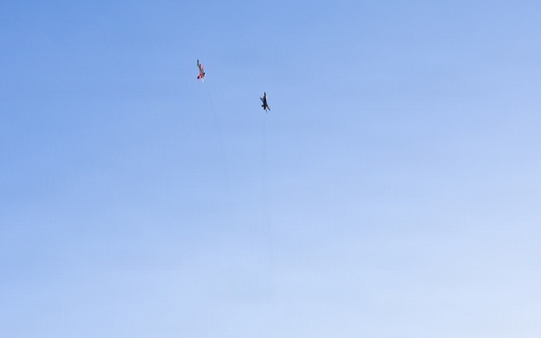 U.S. Air Force F-16 Fighting Falcons fly over A Kick-off Celebration for the Great American State Fair