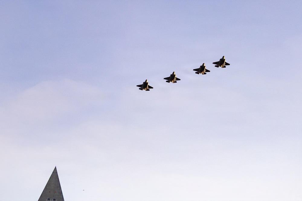 U.S. Air Force F-35As fly down the National Mall