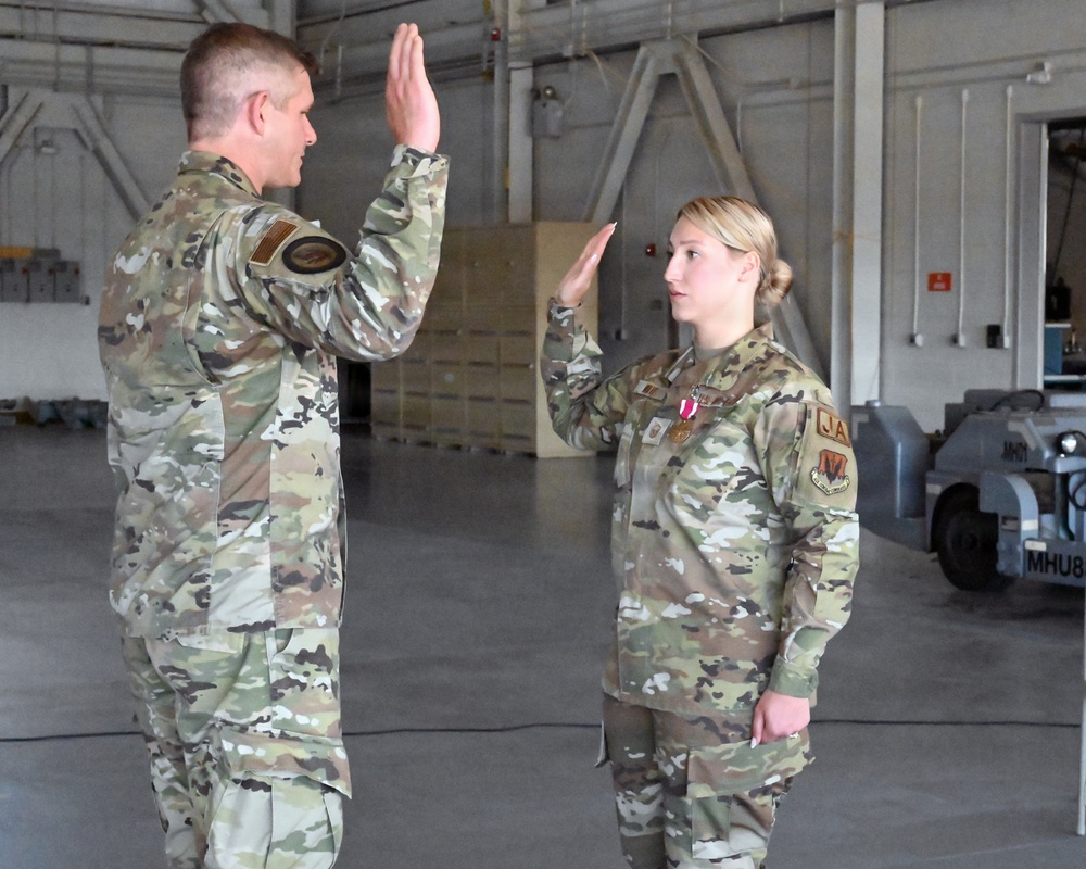 104th Fighter Wing commissions enlisted member with over 13 years in service