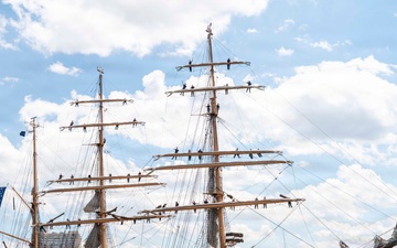 USCGC Eagle (WIX 327) Pulls Into Baltimore Harbor for Sail 250 Maryland