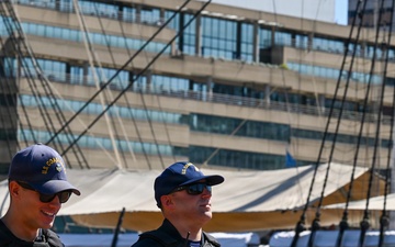 U.S. Coast Guard Maritime Enforcement Specialist's patrolling the baltimore inner harbour during Sail 250 Maryland