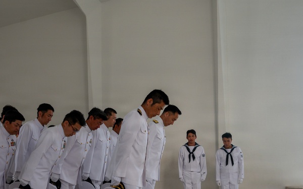 JMSDF conducts wreath-laying ceremony aboard USS Arizona Memorial