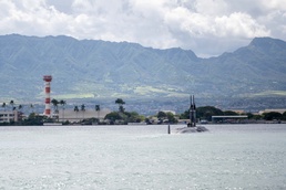 USS Columbia departs Joint Base Pearl Harbor-Hickam in preparation for RIMPAC 26