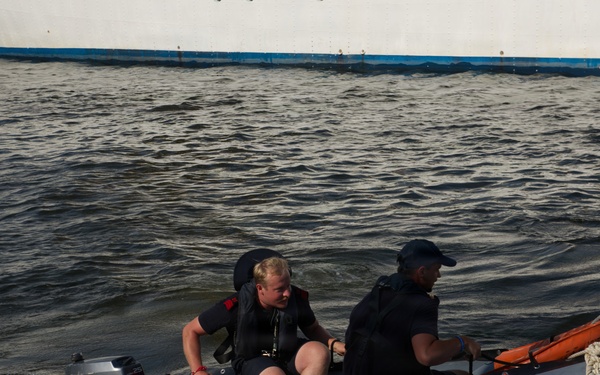 French Navy training ship Belle Poule prepares to moor during SAIL250 Maryland