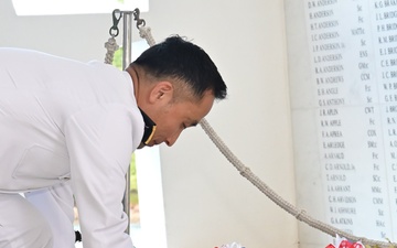 JMSDF conducts wreath-laying ceremony aboard USS Arizona Memorial