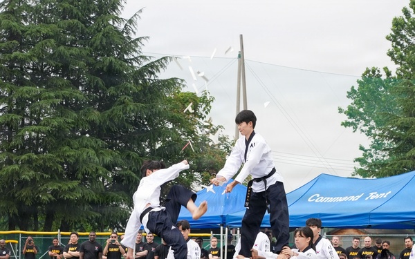 Taekwondo team performs demonstration
